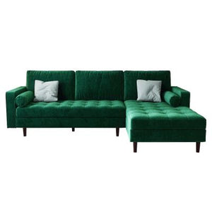 Conza 3 Seater Velvet Sofa With Chaise - Dark Forest Green