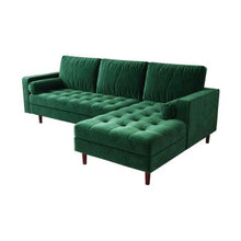 Load image into Gallery viewer, Conza 3 Seater Velvet Sofa With Chaise - Dark Forest Green

