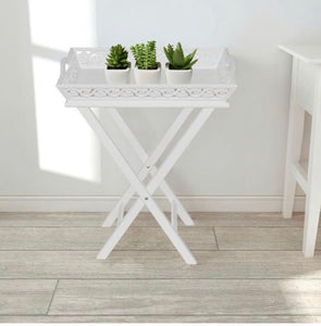vidaXL Side Table with Tray White Plant Stand End Console Nightstand Lowboard