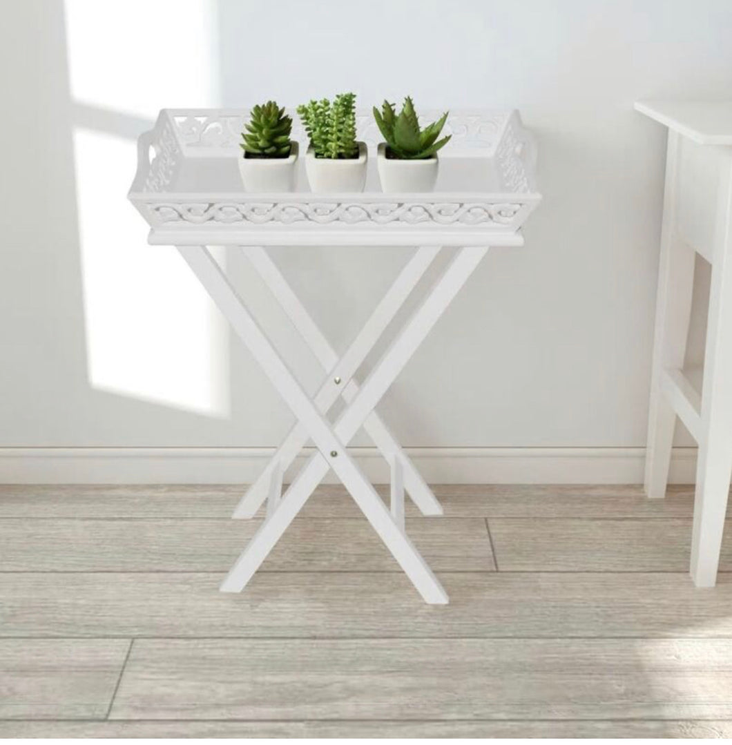 vidaXL Side Table with Tray White Plant Stand End Console Nightstand Lowboard