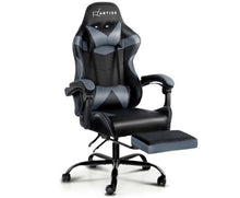 Load image into Gallery viewer, Office Chair Gaming Chair Computer Chairs Recliner PU Leather Seat Armrest Footrest Black Grey
