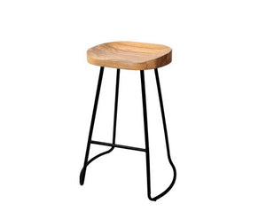 Set of 2 Wooden Backless Bar Stools - Natural