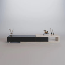 Load image into Gallery viewer, C550 Expandable Black and Wood Entertainment Unit
