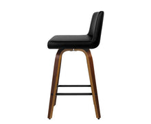 Load image into Gallery viewer, 2x Kitchen Wooden Bar Stools Swivel Bar Stool Chairs Leather Luxury Black
