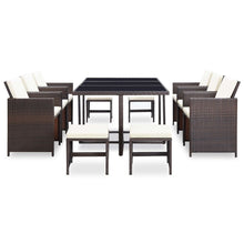 Load image into Gallery viewer, Nason 11 Piece Outdoor Dining Set with Cushions Poly Rattan Brown
