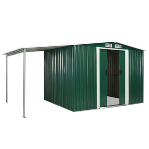 NC Garden Shed with Sliding Doors Green 386x205x178 cm Steel