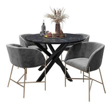 Load image into Gallery viewer, Zeta Dining Table(Marble) w/ 4 Catford Chairs(Dark Grey)
