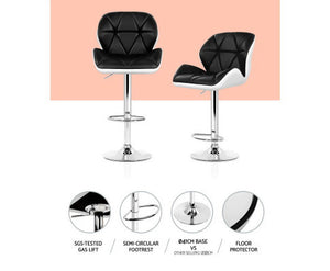 2x Kitchen Bar Stools Swivel Bar Stool Chairs Leather Gas Lift Black