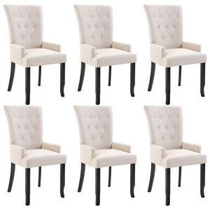 Sola Dining Chair with Armrests 6 pcs Beige Fabric