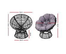 Load image into Gallery viewer, Gardeon Papasan Chair and Side Table Set- Black
