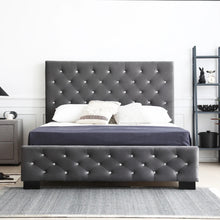 Load image into Gallery viewer, Calypso Velvet Bed With Tufted Diamond Grey
