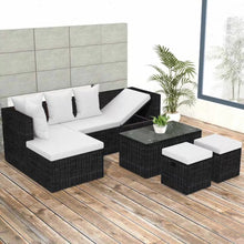 Load image into Gallery viewer, Hartley Garden Lounge Set with Cushions Poly Rattan Black
