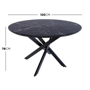 Zeta Dining Table(Marble) w/ 4 Catford Chairs(Dark Grey)