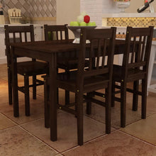 Load image into Gallery viewer, Lana Dining Set 5 Pieces Pine Wood Brown
