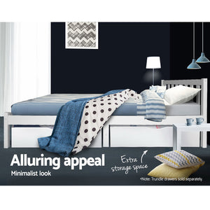 King Single Wooden Bed Frame Timber Mattress Size Base Bedroom