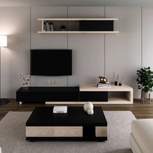 Load image into Gallery viewer, C550 Expandable Black and Wood Entertainment Unit
