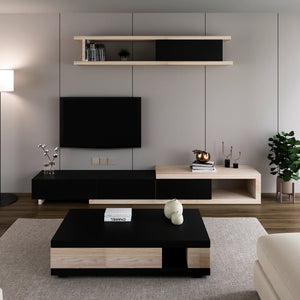 C550 Expandable Black and Wood Entertainment Unit