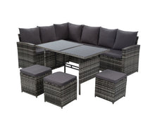Load image into Gallery viewer, Gardeon Outdoor Furniture Sofa Set Dining Setting Wicker 9 Seater Mixed Grey
