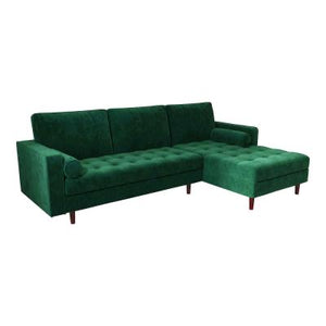 Conza 3 Seater Velvet Sofa With Chaise - Dark Forest Green