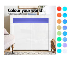 Load image into Gallery viewer, Buffet Sideboard Cabinet LED High Gloss Storage Cupboard 2 Doors White
