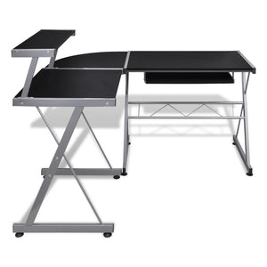 FirstChoise Computer Desk with Pullout Keyboard Tray Lshaped Black