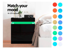 Load image into Gallery viewer, Artiss Bedside Tables Side Table Drawers RGB LED High Gloss Nightstand Black
