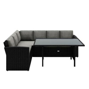 Ballena 6 Seater Wicker Outdoor Sofa Dining Set - Dark Grey