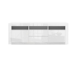 Modern TV Cabinet Entertainment Unit Stand RGB LED High Gloss Furniture Storage Drawers Shelf 160cm White