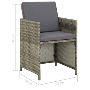 Roger 11 Piece Outdoor Dining Set with Cushions Poly Rattan Grey