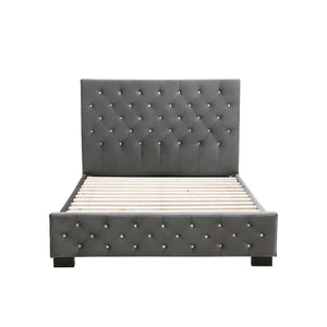 Calypso Velvet Bed With Tufted Diamond Grey