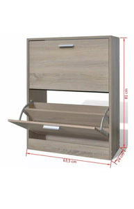 Wooden Shoe Cabinet 2 Compartment Sneaker Storage Entryway Footwear Organiser