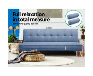 Shetland  3 Seater Fabric Lounge Chair - Blue