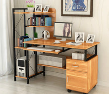 Load image into Gallery viewer, Prime Large Multi-function Computer Desk Workstation with Shelves &amp; Cabinet (Oak)

