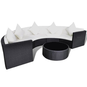 Welbury 6 Piece Garden Lounge Set with Cushions Poly Rattan Black
