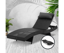 Load image into Gallery viewer, Gardeon Outdoor Wicker Sun Lounge - Black
