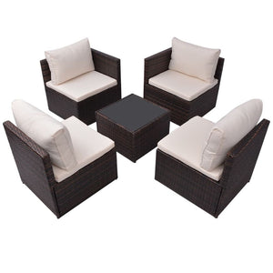 Versatile beautiful Garden Lounge Set with Cushions Poly Rattan Brown