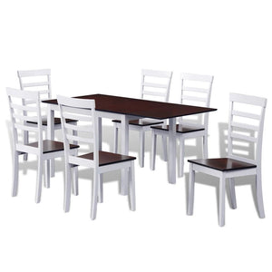 Alexa Extending Dining Set 7 Pieces Brown and White