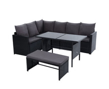 Load image into Gallery viewer, Darcy Gardeon Outdoor Furniture Dining Setting Sofa Set Lounge Wicker 8 Seater Black
