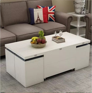Modern Wooden Glass white Round Coffee Table