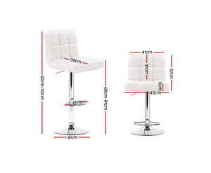 Set of 2 PU Leather Bar Stools - White
