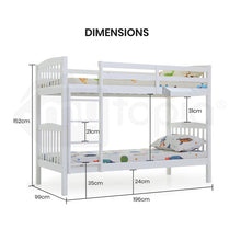 Load image into Gallery viewer, KINGSTON SLUMBER Bunk Bed Frame Modular Single White Wood Kids Double Deck Twin
