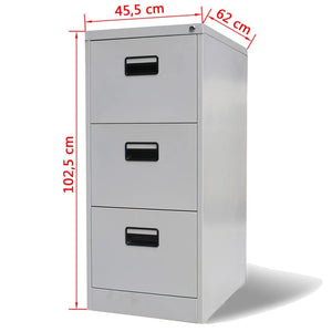 FirstChoise File Cabinet with 3 Drawers Grey 102.5 cm Steel