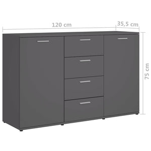 Monty Sideboard High Gloss Grey Chipboard