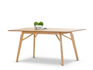Modern Scandinavian Light Timber Oak Rectangular 1.6m Dining Set with 4x Replica Black Masters Chairs