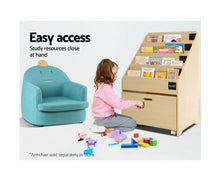 Load image into Gallery viewer, Keezi Kids Bookcase Childrens Bookshelf Organiser Storage Shelf Wooden Beige
