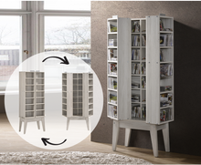 Load image into Gallery viewer, Multimedia DVD CD Storage Cabinet With Hidden Compartment In White Oak
