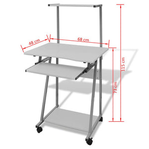 FirstChoise Computer Desk With Pullout Keyboard Tray and Top Shelf White