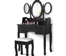 Load image into Gallery viewer, Levede Dressing Table&amp;Stool 3 Mirror Jewellery Cabinet 7 Drawer Makeup Organiser
