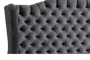 Luxury Alari Bed Frame modern bed Wing Back Chesterfield Grey Velvet Fabric Button bed