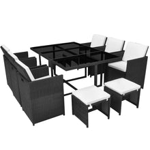 Load image into Gallery viewer, Morren 11 Piece Outdoor Dining Set with Cushions Poly Rattan Black
